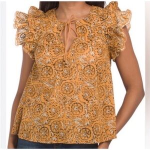 House of Harlow Ruffle Sleeve Top